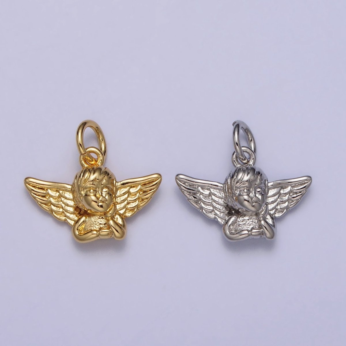 Cherub Baby Angel Valentine Puffed Add-On Charm in Gold & Silver | AC316 AC317 - DLUXCA