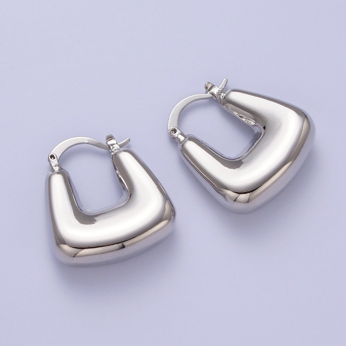 Chubby Boxy U-Shaped Latch Earrings in Gold & Silver | AB041 AB042 - DLUXCA