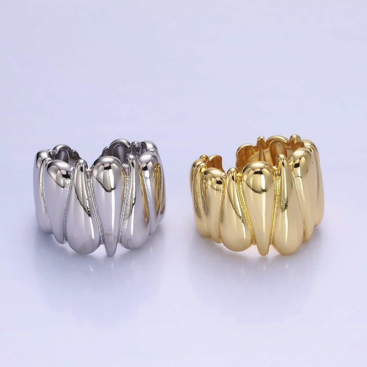 Chunky 14K Gold Filled Upside Down Tear Drop Ring in gold and silver | O1272 1273 - DLUXCA