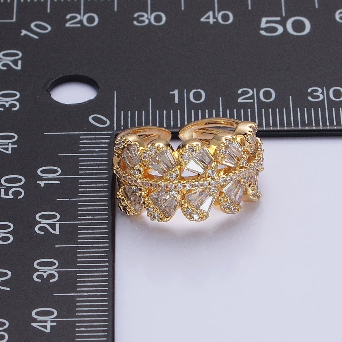 Chunky Baguette CZ Leaf Ring in Gold Filled for Stackable Jewelry Ring O-1551 O-1552 - DLUXCA
