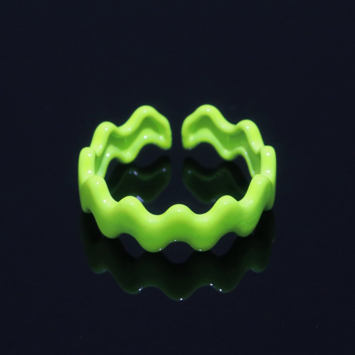 Chunky Brass Enamel Ring The Wave Open Adjustable Ring for Stackable Y2K Ring - DLUXCA