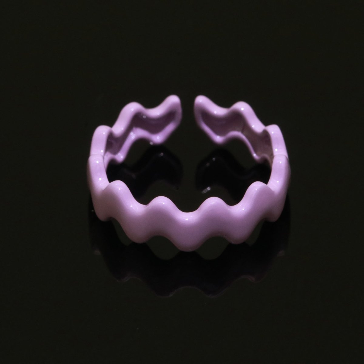 Chunky Brass Enamel Ring The Wave Open Adjustable Ring for Stackable Y2K Ring - DLUXCA