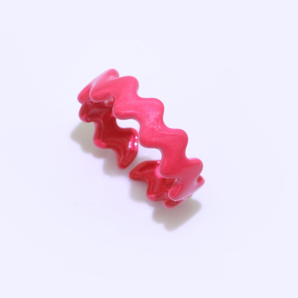 Chunky Brass Enamel Ring The Wave Open Adjustable Ring for Stackable Y2K Ring - DLUXCA