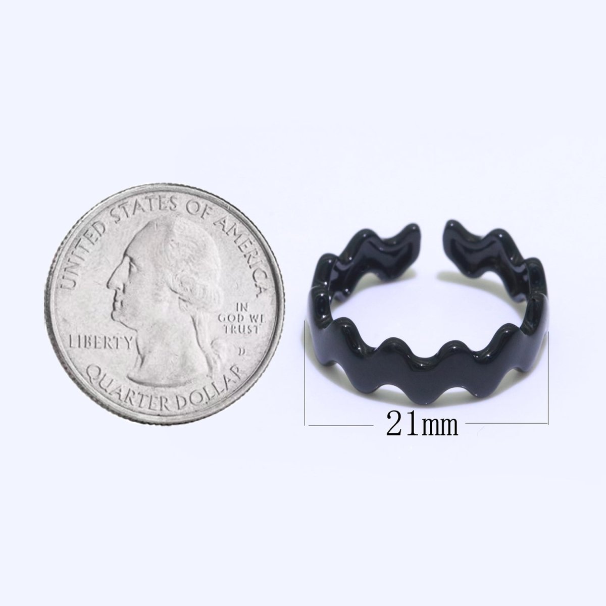 Chunky Brass Enamel Ring The Wave Open Adjustable Ring for Stackable Y2K Ring - DLUXCA