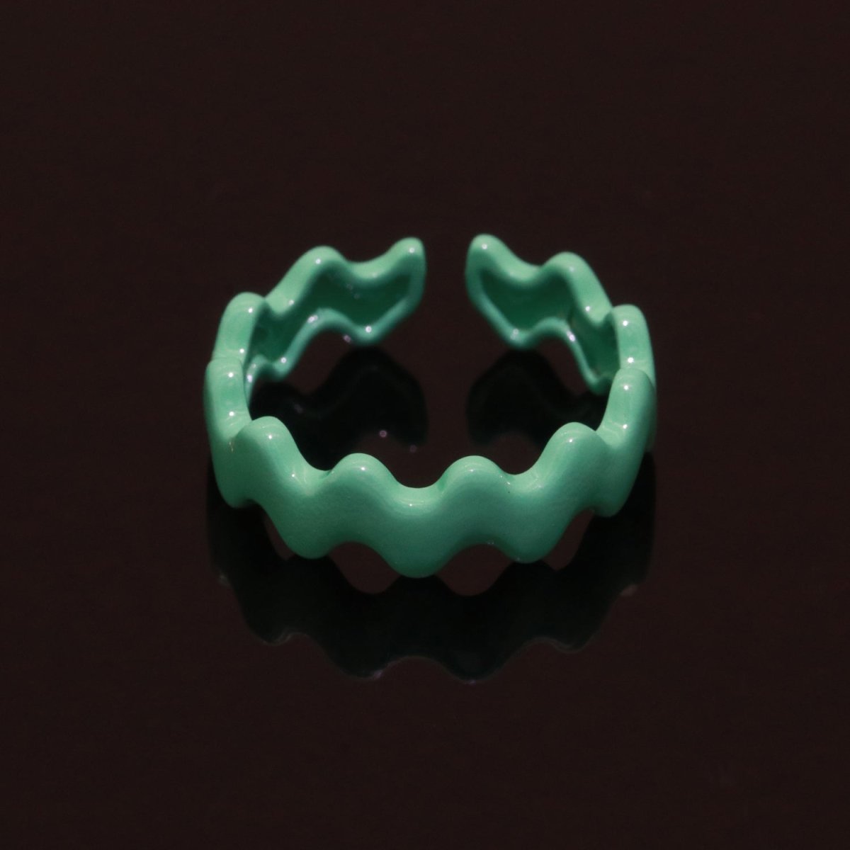 Chunky Brass Enamel Ring The Wave Open Adjustable Ring for Stackable Y2K Ring - DLUXCA