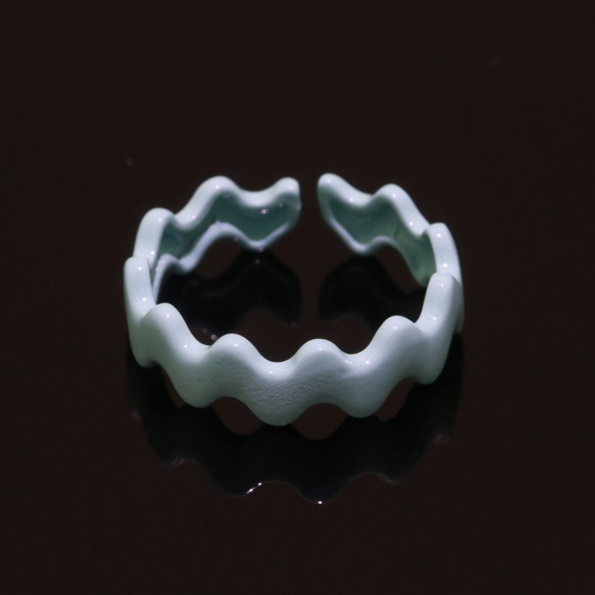 Chunky Brass Enamel Ring The Wave Open Adjustable Ring for Stackable Y2K Ring - DLUXCA