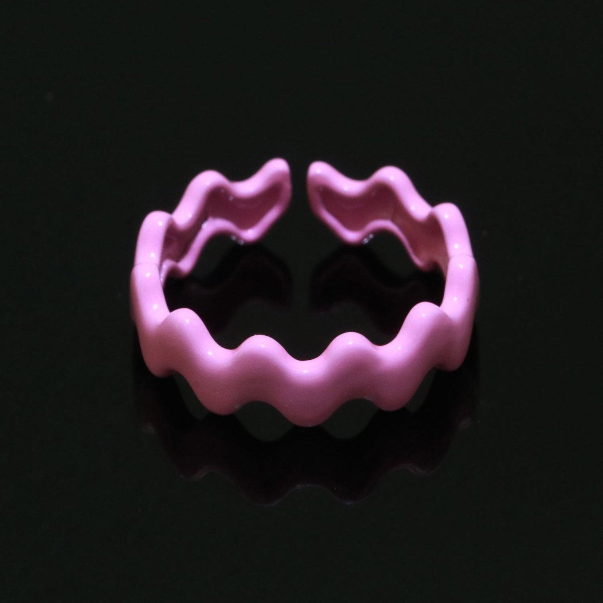 Chunky Brass Enamel Ring The Wave Open Adjustable Ring for Stackable Y2K Ring - DLUXCA