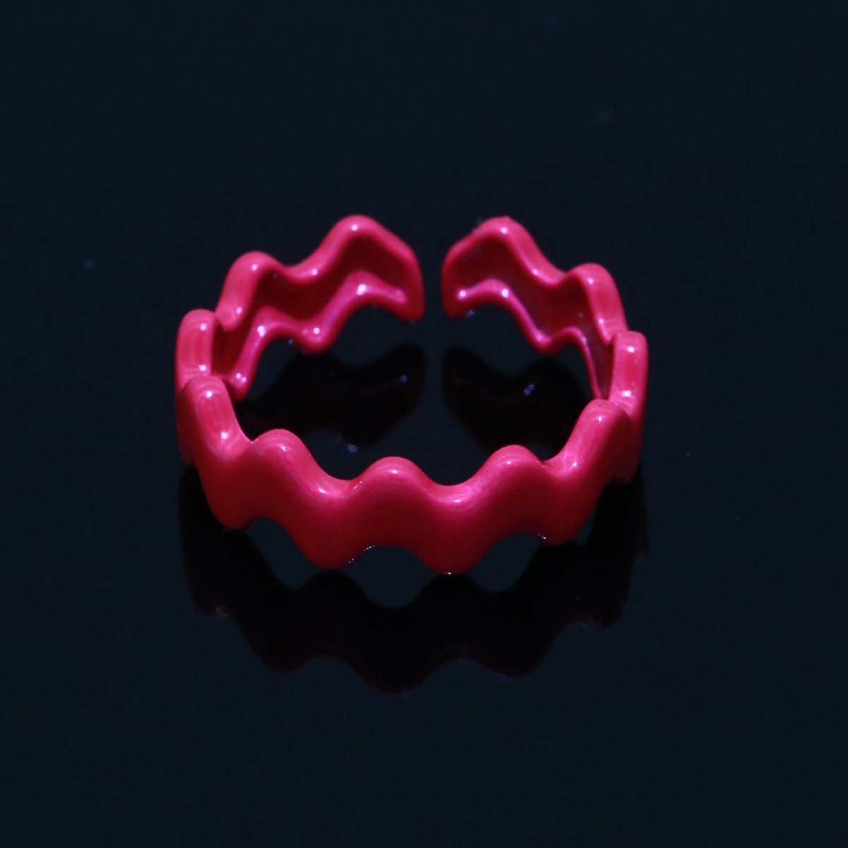 Chunky Brass Enamel Ring The Wave Open Adjustable Ring for Stackable Y2K Ring - DLUXCA