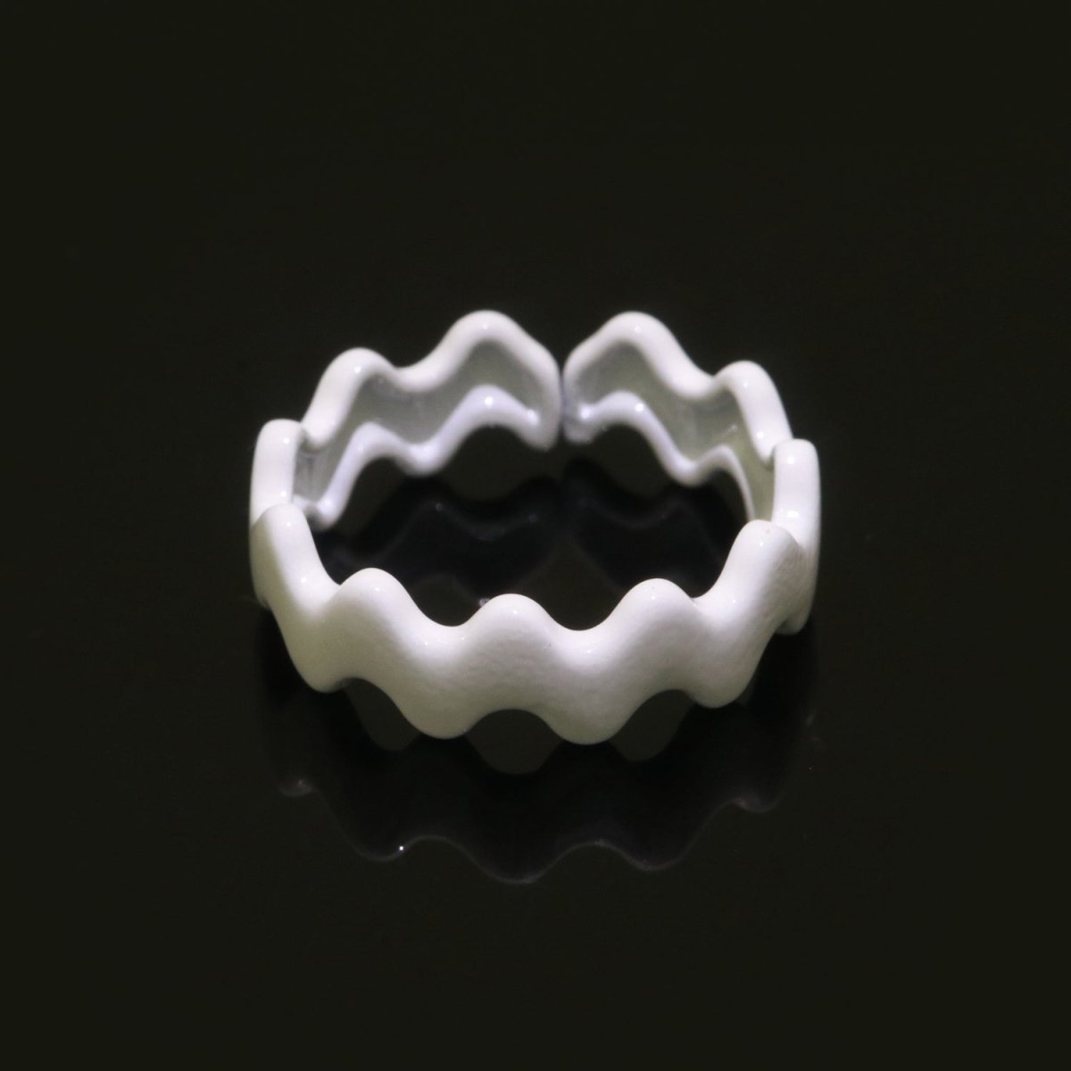 Chunky Brass Enamel Ring The Wave Open Adjustable Ring for Stackable Y2K Ring - DLUXCA