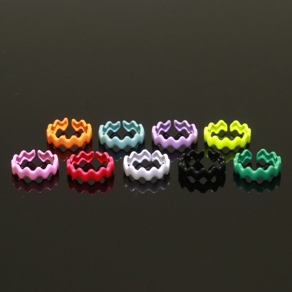 Chunky Brass Enamel Ring The Wave Open Adjustable Ring for Stackable Y2K Ring - DLUXCA