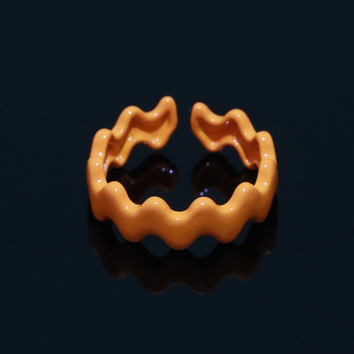 Chunky Brass Enamel Ring The Wave Open Adjustable Ring for Stackable Y2K Ring - DLUXCA