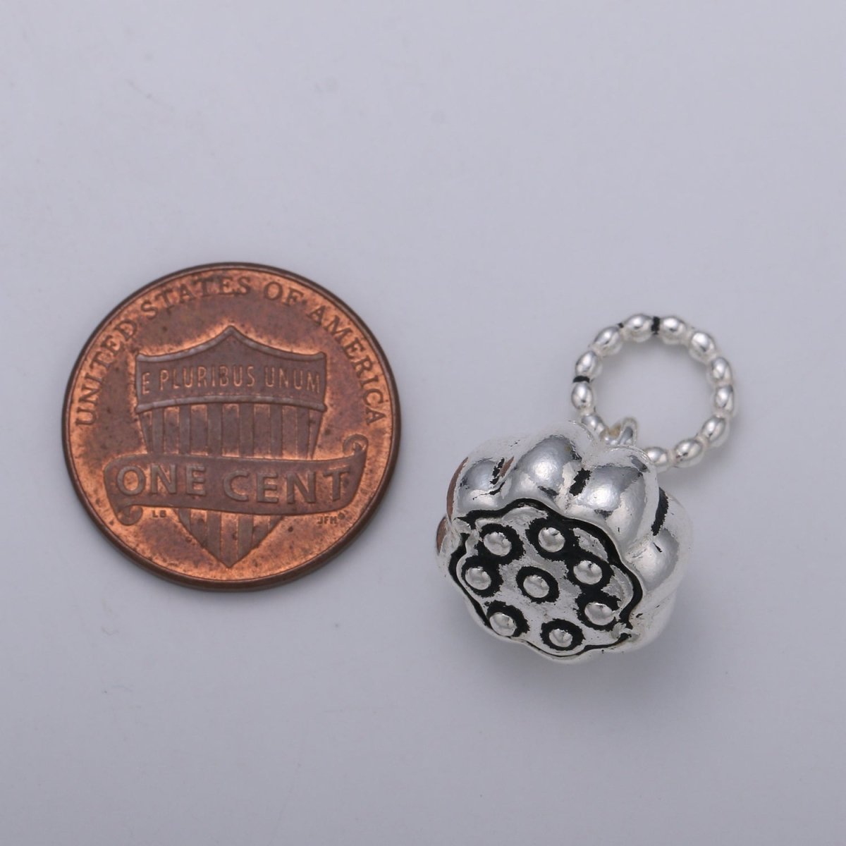 Chunky Charm 925 Sterling Silver Short Flower Charm, Floral Charm Silver Flower Charm for Necklace Bracelet Earring, Flower Bell Charm SL-198 - DLUXCA