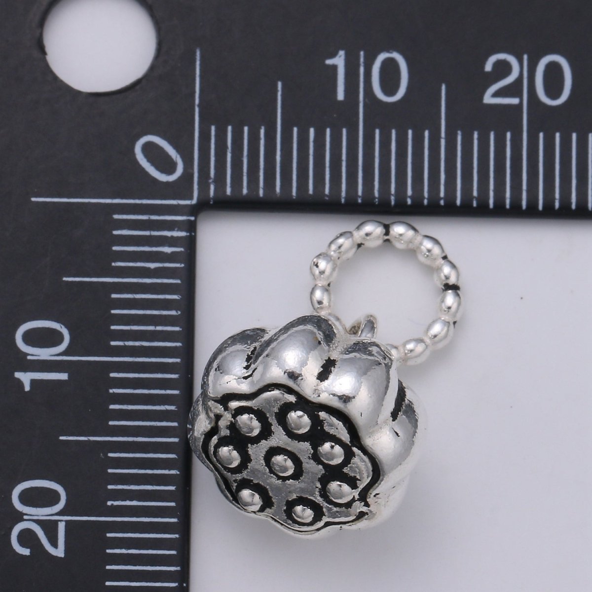 Chunky Charm 925 Sterling Silver Short Flower Charm, Floral Charm Silver Flower Charm for Necklace Bracelet Earring, Flower Bell Charm SL-198 - DLUXCA