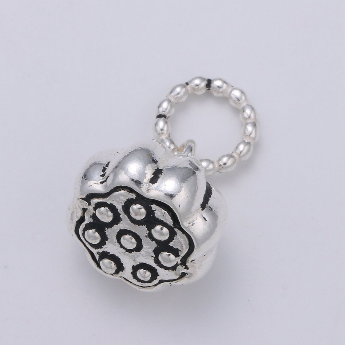 Chunky Charm 925 Sterling Silver Short Flower Charm, Floral Charm Silver Flower Charm for Necklace Bracelet Earring, Flower Bell Charm SL-198 - DLUXCA