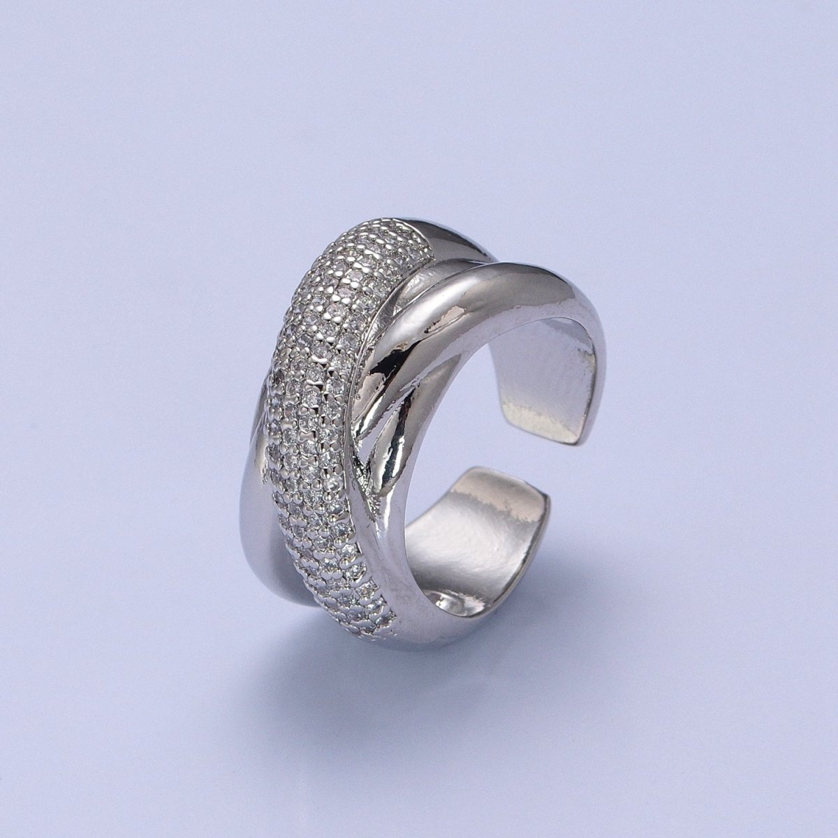 Chunky Criss Cross CZ Ring in 24k Gold Filled For Statement Jewelry O-2116 O-2117 - DLUXCA