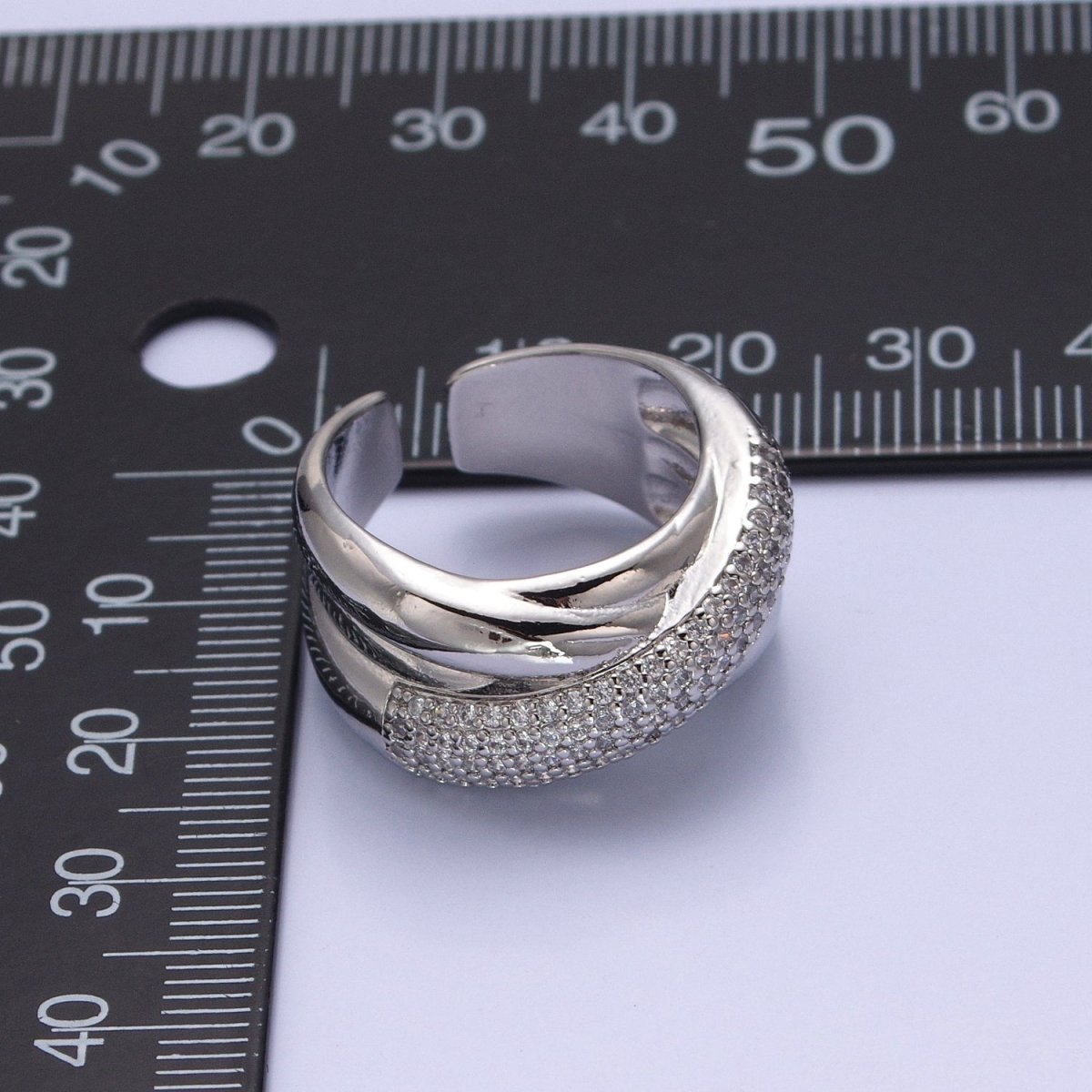 Chunky Criss Cross CZ Ring in 24k Gold Filled For Statement Jewelry O-2116 O-2117 - DLUXCA