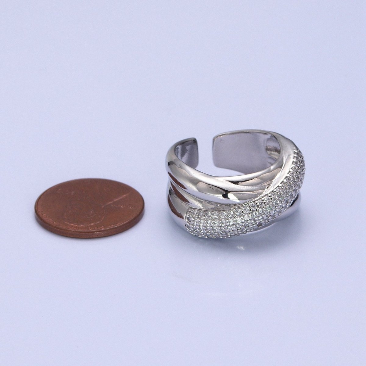 Chunky Criss Cross CZ Ring in 24k Gold Filled For Statement Jewelry O-2116 O-2117 - DLUXCA