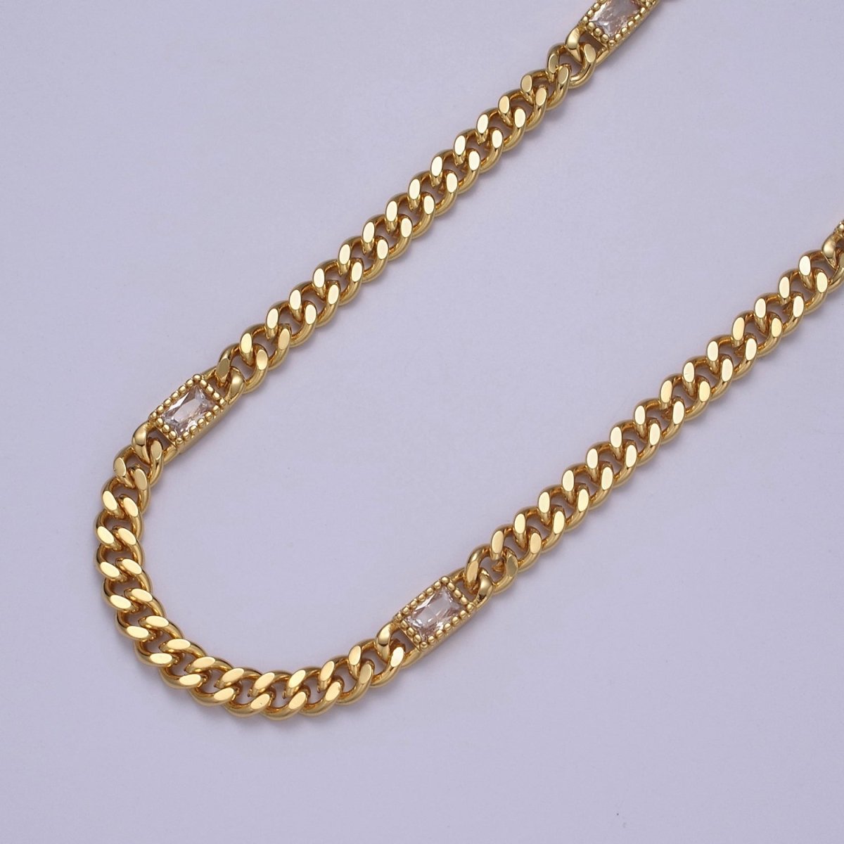 Chunky curb chain with Clear CZ Stone for Necklace Bracelet Statement Jewelry | WA-1373 - WA-1377 WA-1405 Clearance Pricing - DLUXCA