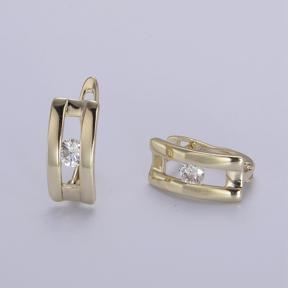 Chunky CZ Hoop Earrings Everyday Huggie Hoop Earrings • Perfect Gift for Her V-155 - DLUXCA