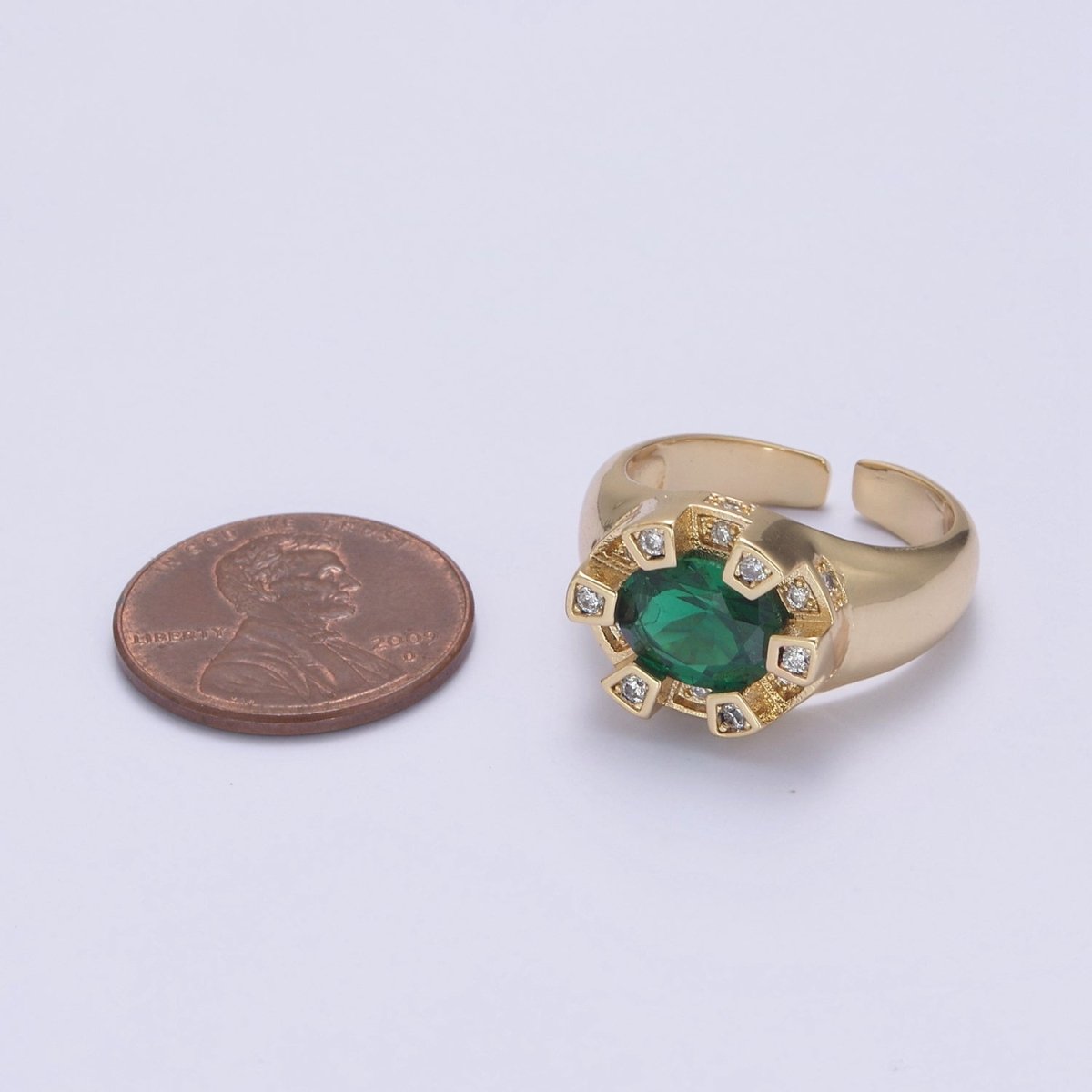 Chunky Dome Sun Ring with Cz Stone Open Adjustable Ring for Statement Jewelry U-374~U-377 - DLUXCA