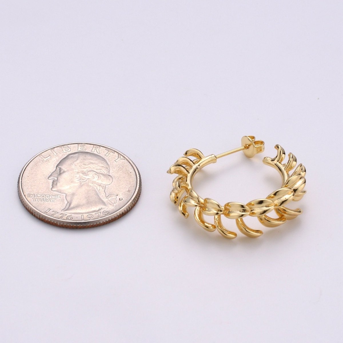 Chunky Feather Hoop Earrings Vermeil Hoops Earrings Feather Earrings Gold Feather Earrings Gift Bird Earrings Protection Earring Jewelry Q-283 - DLUXCA