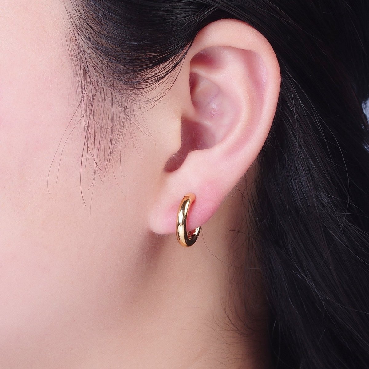 Chunky Gold Classic Huggie Minimalist Hoops | P-332 P-333 P-334 P-335 P-336 - DLUXCA