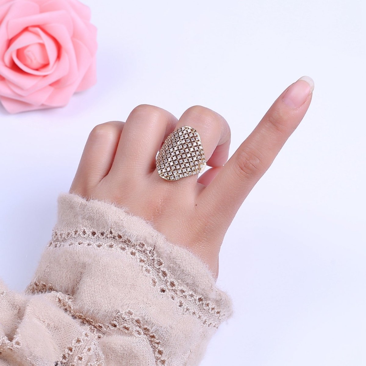 Chunky Gold CZ Rings for Statement Jewelry S-482 S-483 - DLUXCA