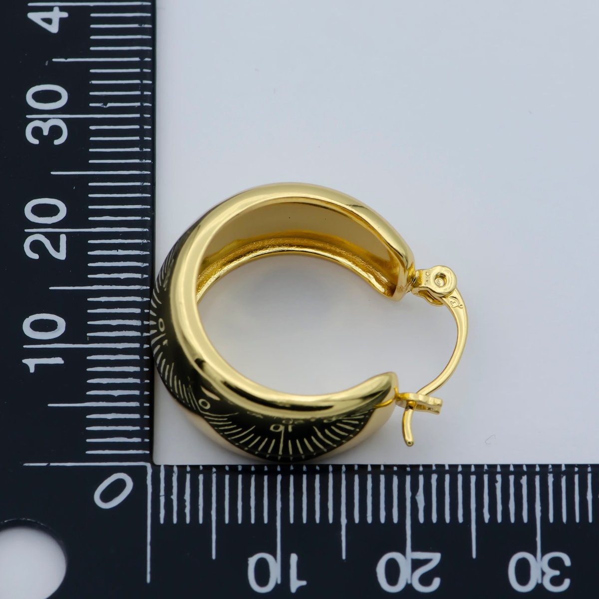 Chunky Gold Earrings, Minimalist Wide Dome Hoop Earrings in 24k Gold Filled Available in Thick Gold Chunky Hoops P-265 - DLUXCA