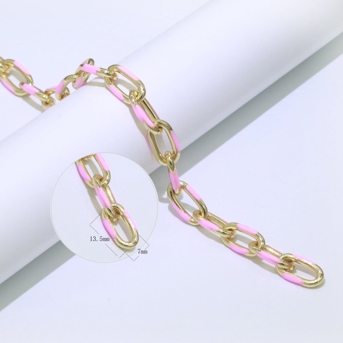 Chunky Gold Multi-Color Enamel CABLE Chain by Yard, Link Cable Thick Elongate Chain, Wholesale Bulk Roll Chain Jewelry | ROLL-517, ROLL-518, ROLL-519, ROLL-520, ROLL-521, ROLL-522, ROLL-523, ROLL-524, ROLL-525, ROLL-526 Clearance Pricing - DLUXCA