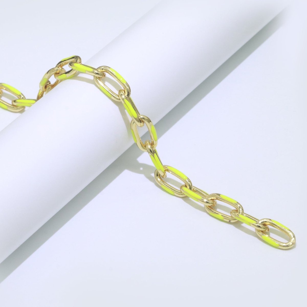 Chunky Gold Multi-Color Enamel CABLE Chain by Yard, Link Cable Thick Elongate Chain, Wholesale Bulk Roll Chain Jewelry | ROLL-517, ROLL-518, ROLL-519, ROLL-520, ROLL-521, ROLL-522, ROLL-523, ROLL-524, ROLL-525, ROLL-526 Clearance Pricing - DLUXCA