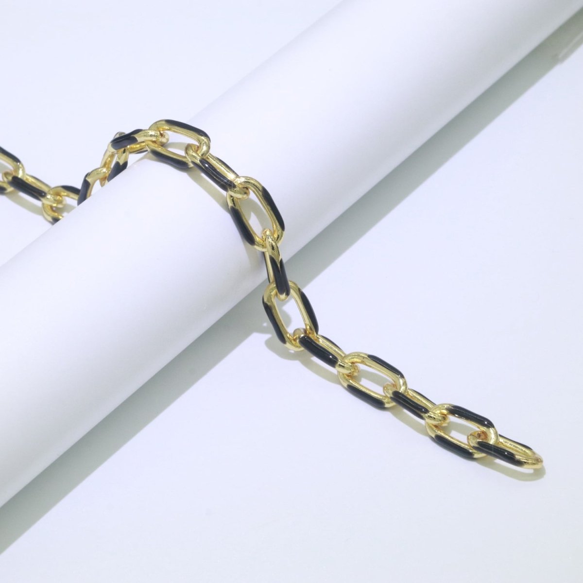 Chunky Gold Multi-Color Enamel CABLE Chain by Yard, Link Cable Thick Elongate Chain, Wholesale Bulk Roll Chain Jewelry | ROLL-517, ROLL-518, ROLL-519, ROLL-520, ROLL-521, ROLL-522, ROLL-523, ROLL-524, ROLL-525, ROLL-526 Clearance Pricing - DLUXCA