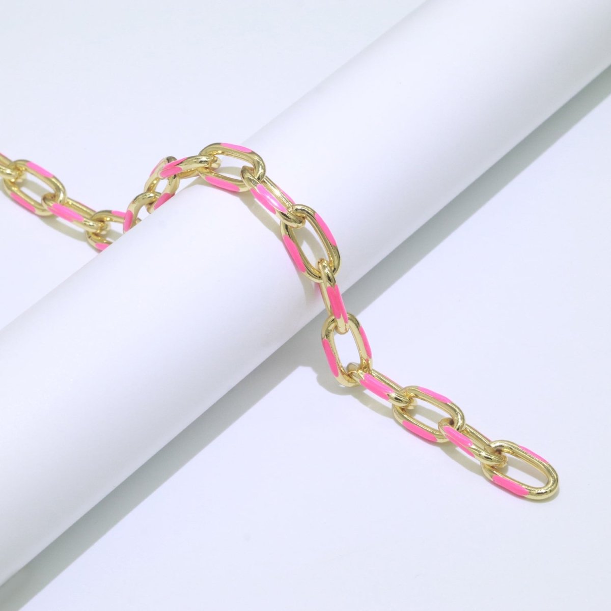 Chunky Gold Multi-Color Enamel CABLE Chain by Yard, Link Cable Thick Elongate Chain, Wholesale Bulk Roll Chain Jewelry | ROLL-517, ROLL-518, ROLL-519, ROLL-520, ROLL-521, ROLL-522, ROLL-523, ROLL-524, ROLL-525, ROLL-526 Clearance Pricing - DLUXCA