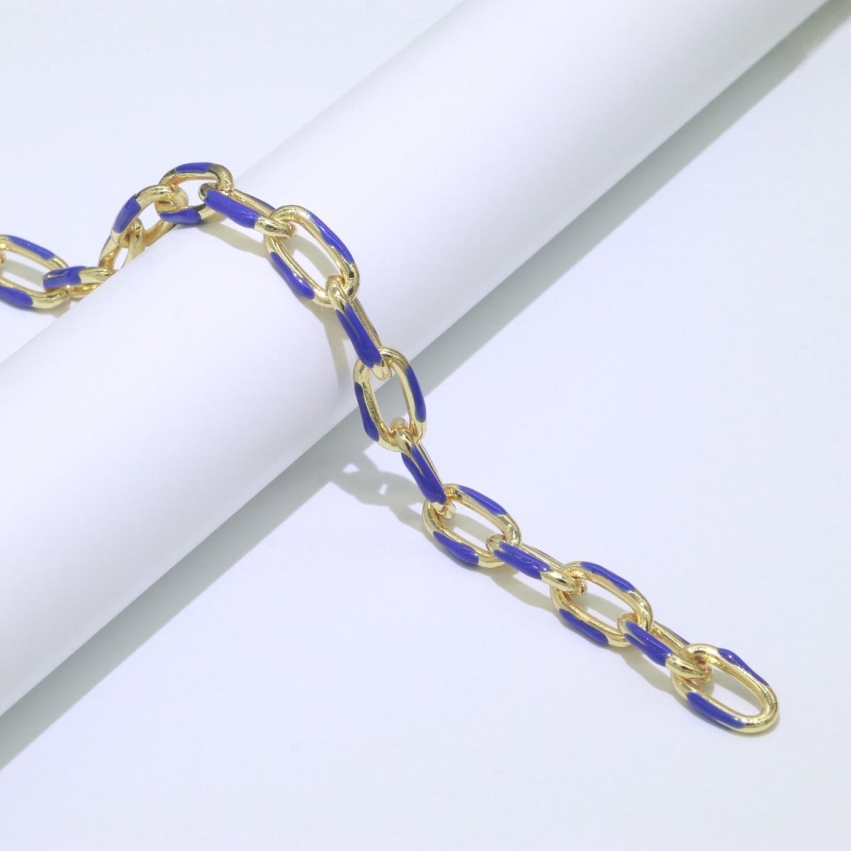 Chunky Gold Multi-Color Enamel CABLE Chain by Yard, Link Cable Thick Elongate Chain, Wholesale Bulk Roll Chain Jewelry | ROLL-517, ROLL-518, ROLL-519, ROLL-520, ROLL-521, ROLL-522, ROLL-523, ROLL-524, ROLL-525, ROLL-526 Clearance Pricing - DLUXCA