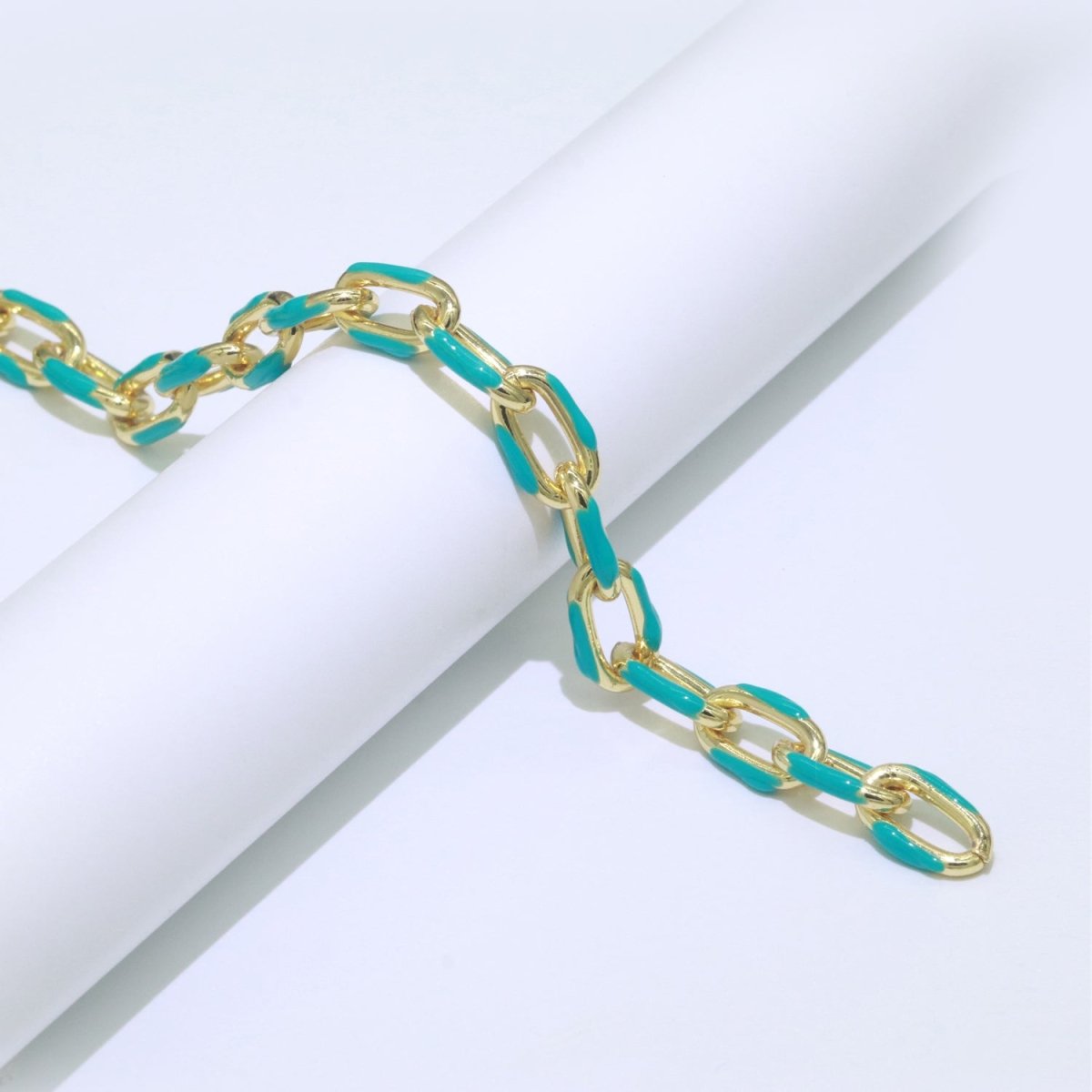 Chunky Gold Multi-Color Enamel CABLE Chain by Yard, Link Cable Thick Elongate Chain, Wholesale Bulk Roll Chain Jewelry | ROLL-517, ROLL-518, ROLL-519, ROLL-520, ROLL-521, ROLL-522, ROLL-523, ROLL-524, ROLL-525, ROLL-526 Clearance Pricing - DLUXCA
