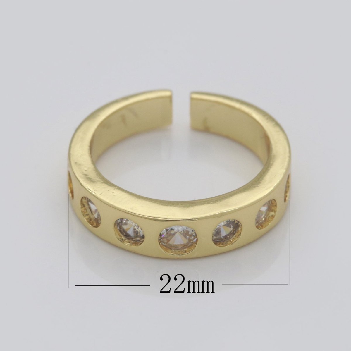 Chunky Gold Ring, Open Gold Adjustable Ring Multi Color Cz Stone S-193 ~ S-197 - DLUXCA