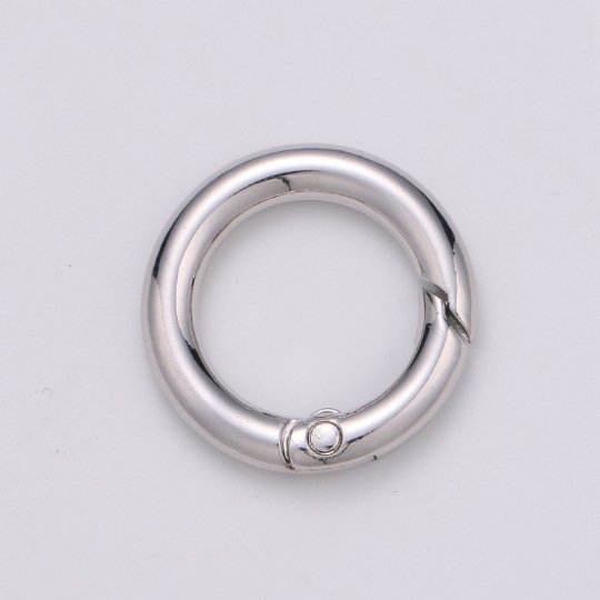 Chunky Gold Spring Gate Ring, Circle Push Gate ring 24mm Round Ring, Charm Holder 24K Gold Filled Clasp for Link Chain Connector L-036~L-038 L041 - DLUXCA