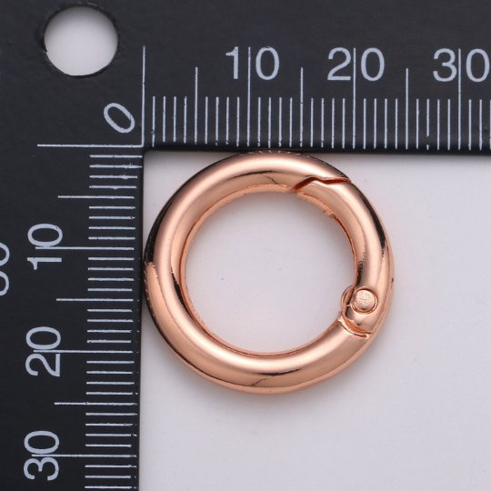 Chunky Gold Spring Gate Ring, Circle Push Gate ring 24mm Round Ring, Charm Holder 24K Gold Filled Clasp for Link Chain Connector L-036~L-038 L041 - DLUXCA