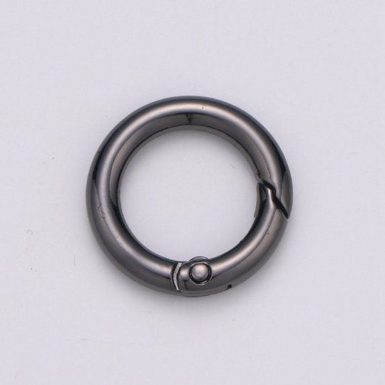 Chunky Gold Spring Gate Ring, Circle Push Gate ring 24mm Round Ring, Charm Holder 24K Gold Filled Clasp for Link Chain Connector L-036~L-038 L041 - DLUXCA