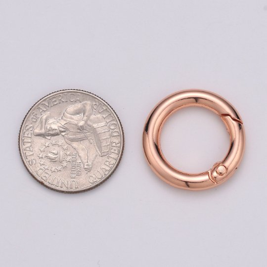 Chunky Gold Spring Gate Ring, Circle Push Gate ring 24mm Round Ring, Charm Holder 24K Gold Filled Clasp for Link Chain Connector L-036~L-038 L041 - DLUXCA