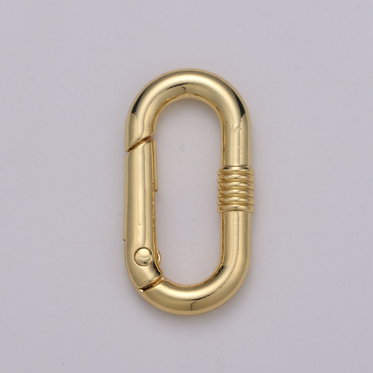 Chunky Gold Spring Gate Ring, Push Gate ring, 17x30mm Oval Ring, Charm Holder 24K Gold Filled Clasp for Link Chain Connector L-024 - L-027 - DLUXCA