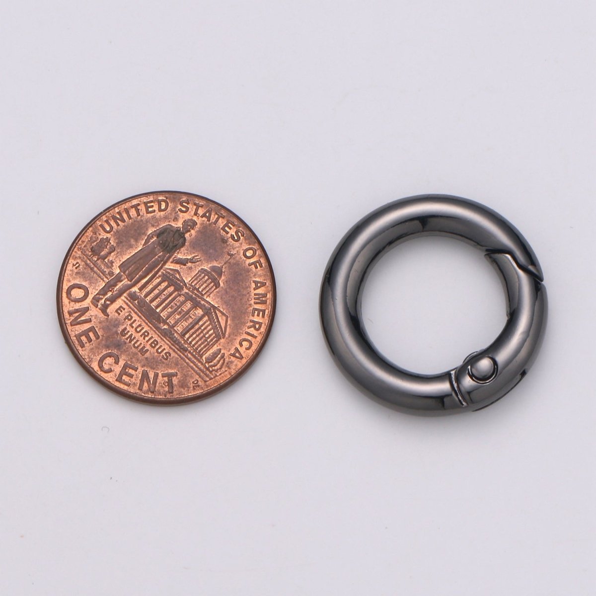 Chunky Gold Spring Gate Ring, Push Gate ring, 20mm Round Ring, Charm Holder 24K Gold Filled Clasp for Link Chain Connector L-032~L035 L084 L085 - DLUXCA