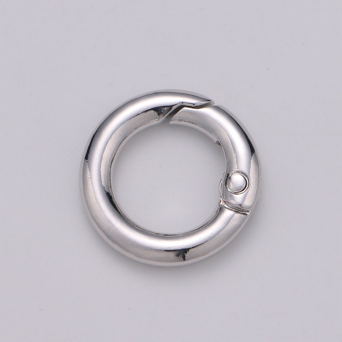 Chunky Gold Spring Gate Ring, Push Gate ring, 20mm Round Ring, Charm Holder 24K Gold Filled Clasp for Link Chain Connector L-032~L035 L084 L085 - DLUXCA