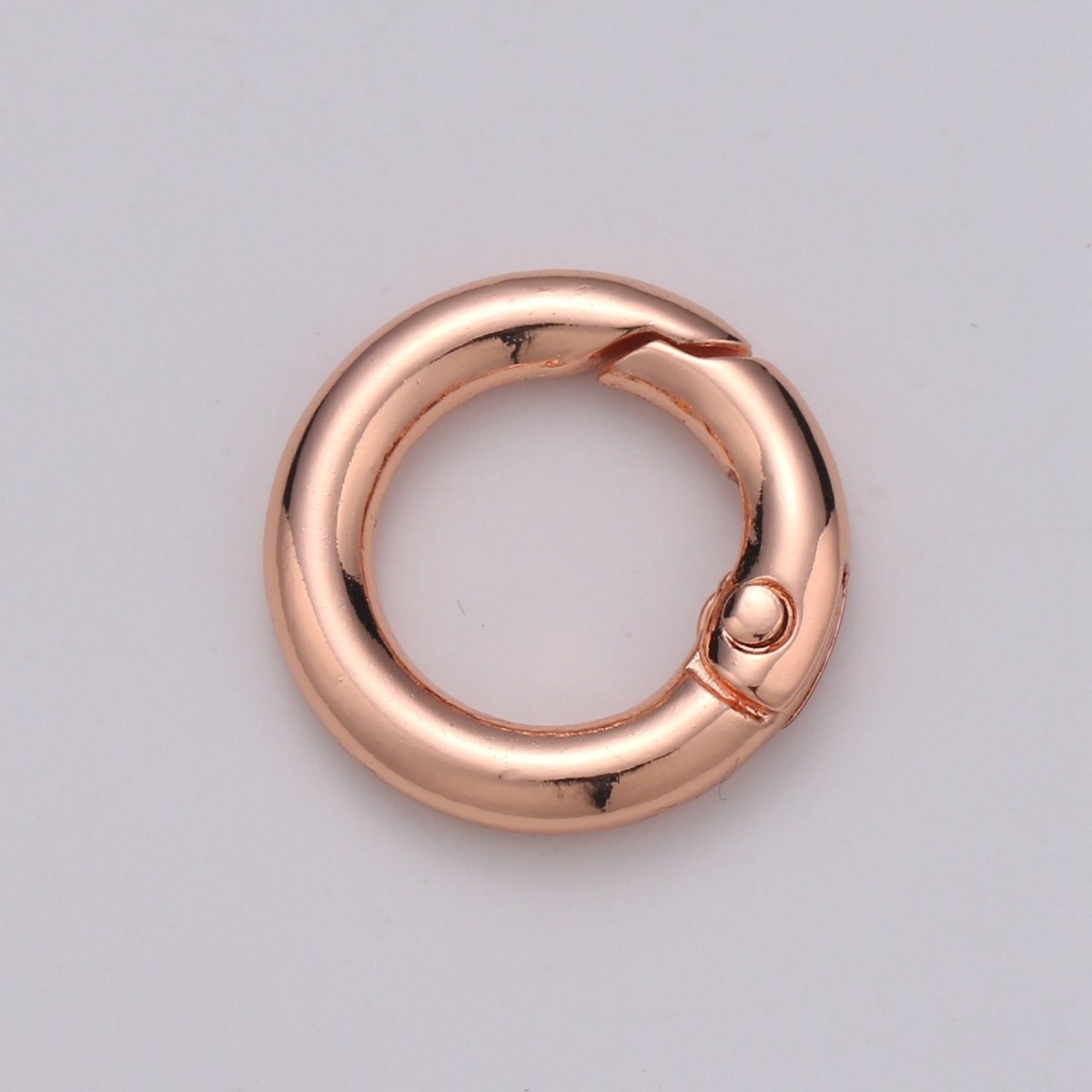 Chunky Gold Spring Gate Ring, Push Gate ring, 20mm Round Ring, Charm Holder 24K Gold Filled Clasp for Link Chain Connector L-032~L035 L084 L085 - DLUXCA