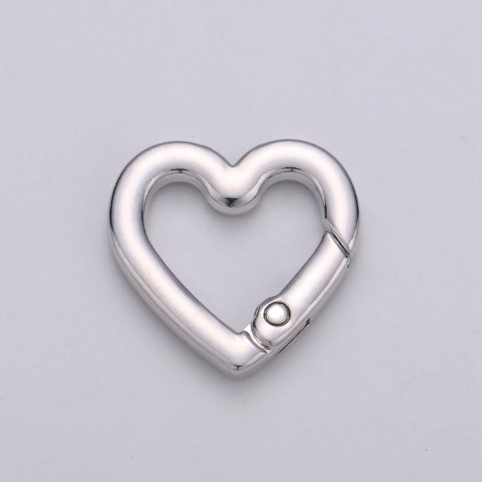 Chunky Gold Spring Gate Ring, Push Gate ring, 22x22mm Heart Clasp Charm Holder 24K Gold Filled Clasp for Link Chain Connector Supp-990 L-054 L-055 - DLUXCA