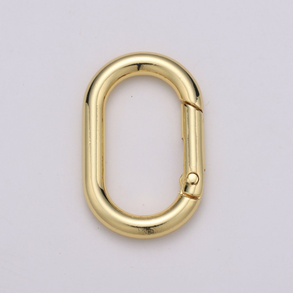 Chunky Gold Spring Gate Ring, Push Gate ring, 24x38mm Oval Ring, Charm Holder 24K Gold Filled Clasp for Link Chain Connector L-044~L-047 - DLUXCA