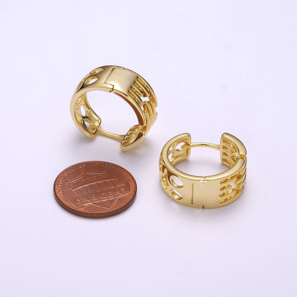 Chunky Hoop Earrings Hypoallergenic 14K Gold Filled Bold Hoop Earrings for Women T-207 - DLUXCA