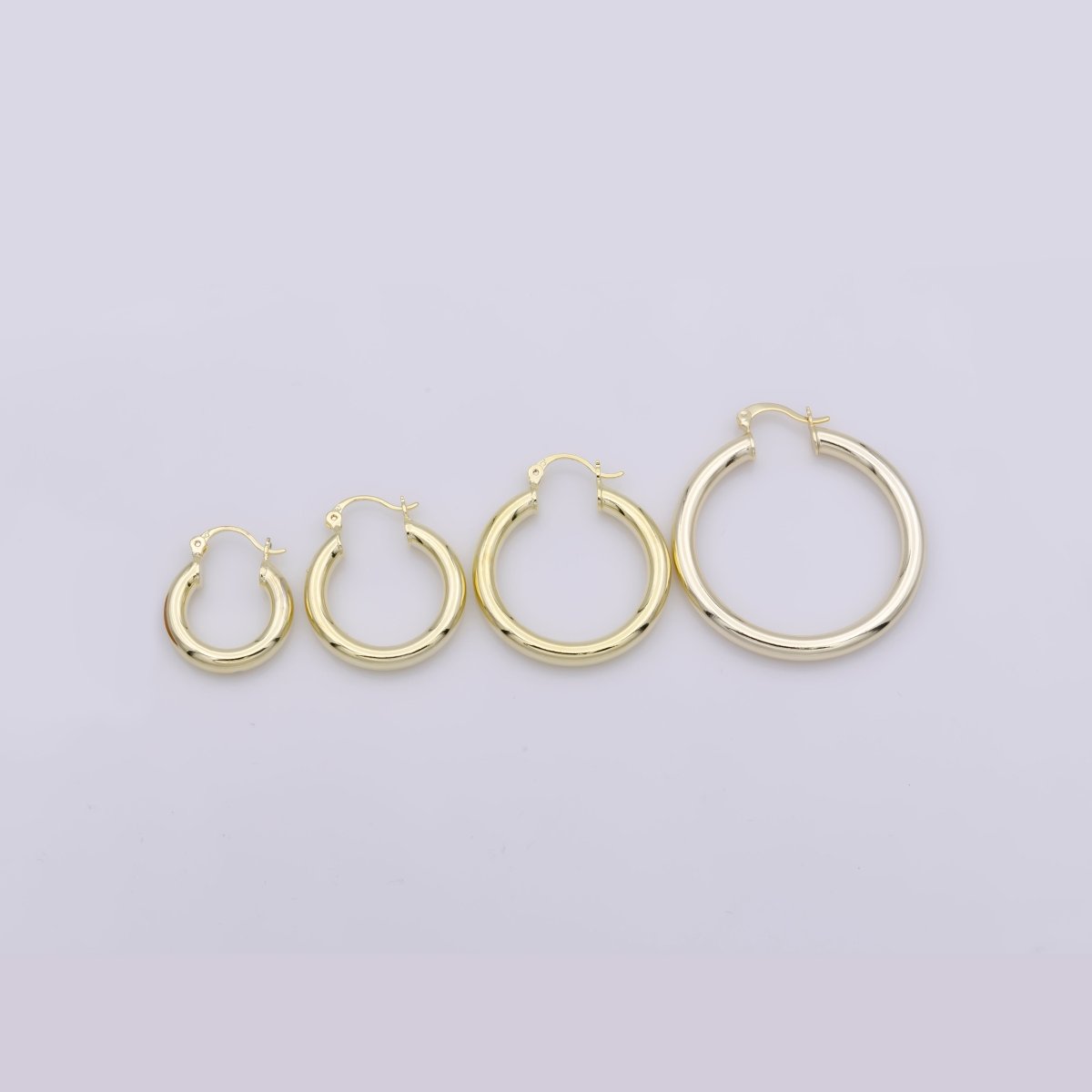 Chunky Lightweight Hoop Earrings - Hollow Light Hoop Earrings - Big Gold Hoops - Simple Everyday Earrings 40mm, 35mm, 30mm, 25mm, 20mm Q-460 - Q-463 - DLUXCA