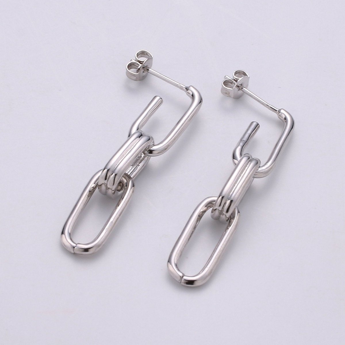 Chunky Link Hoops,Gold Link Hoops,Rectangle Hoops,Gold Hoops,Minimalist Earrings, Silver Hoops,Dangle Link Earrings,Gold Drop Earrings Q-160 - DLUXCA