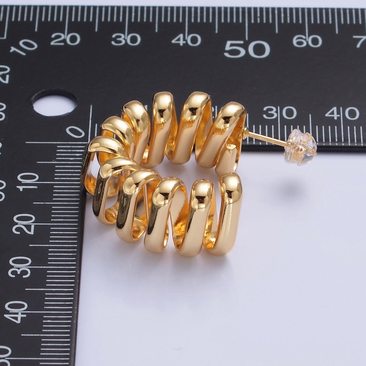 Chunky Modern Unique Hoop Spiral Silver Hoop Earring T-516 T-517 - DLUXCA