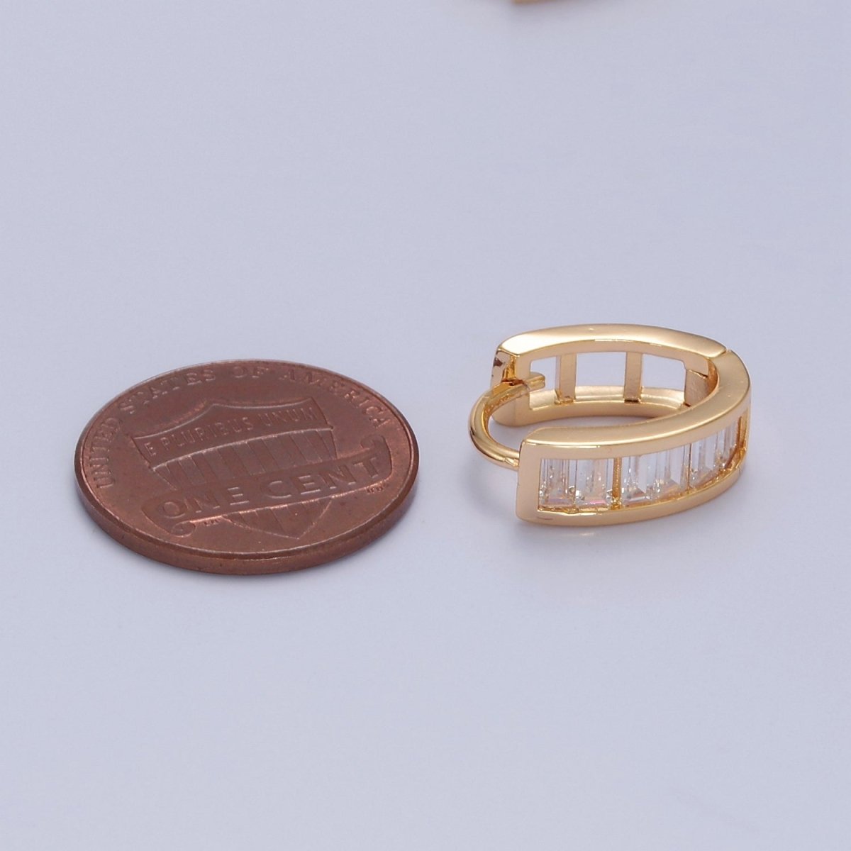 Chunky Pave Gold Earring Bold Huggie Earring T-436 - DLUXCA